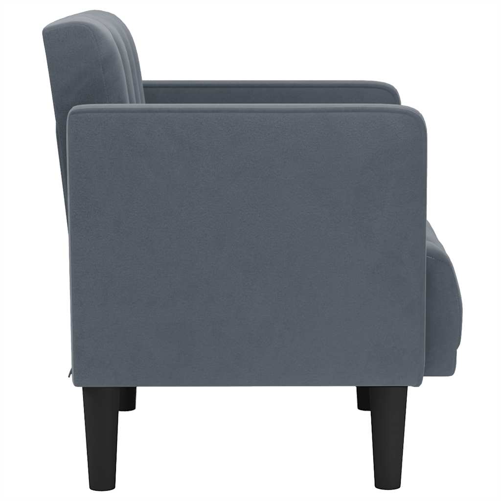Sofa s naslonima za ruke tamno siva 53 cm baršunasta