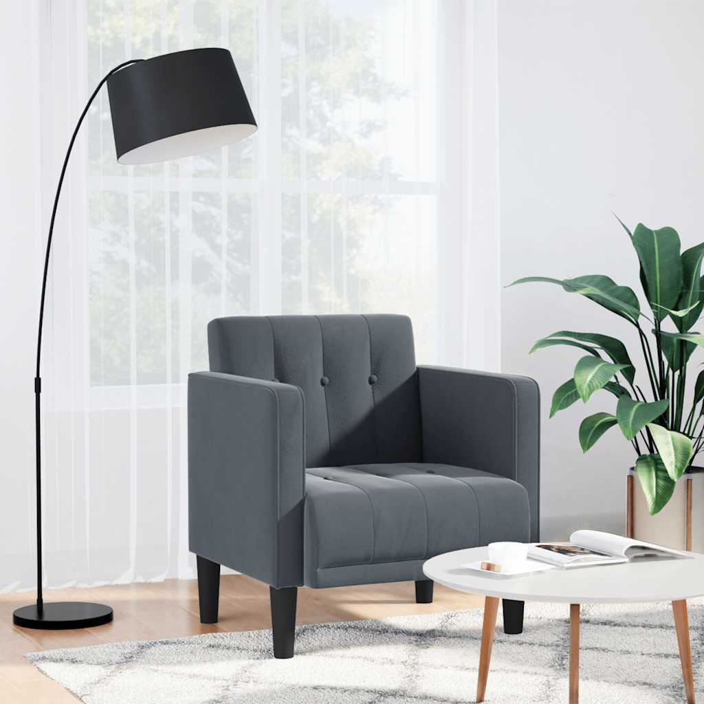 Sofa s naslonima za ruke tamno siva 53 cm baršunasta