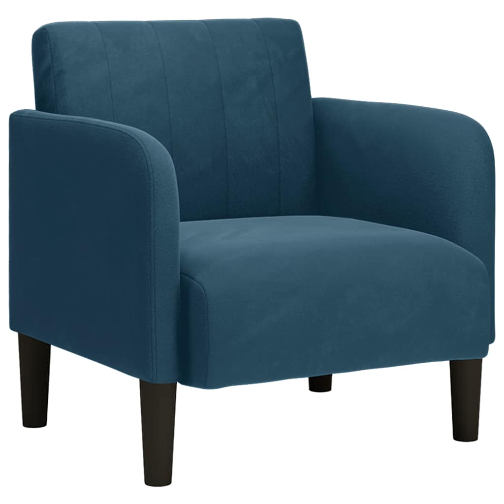 Sofa s naslonima za ruke plava 54 cm baršunasta