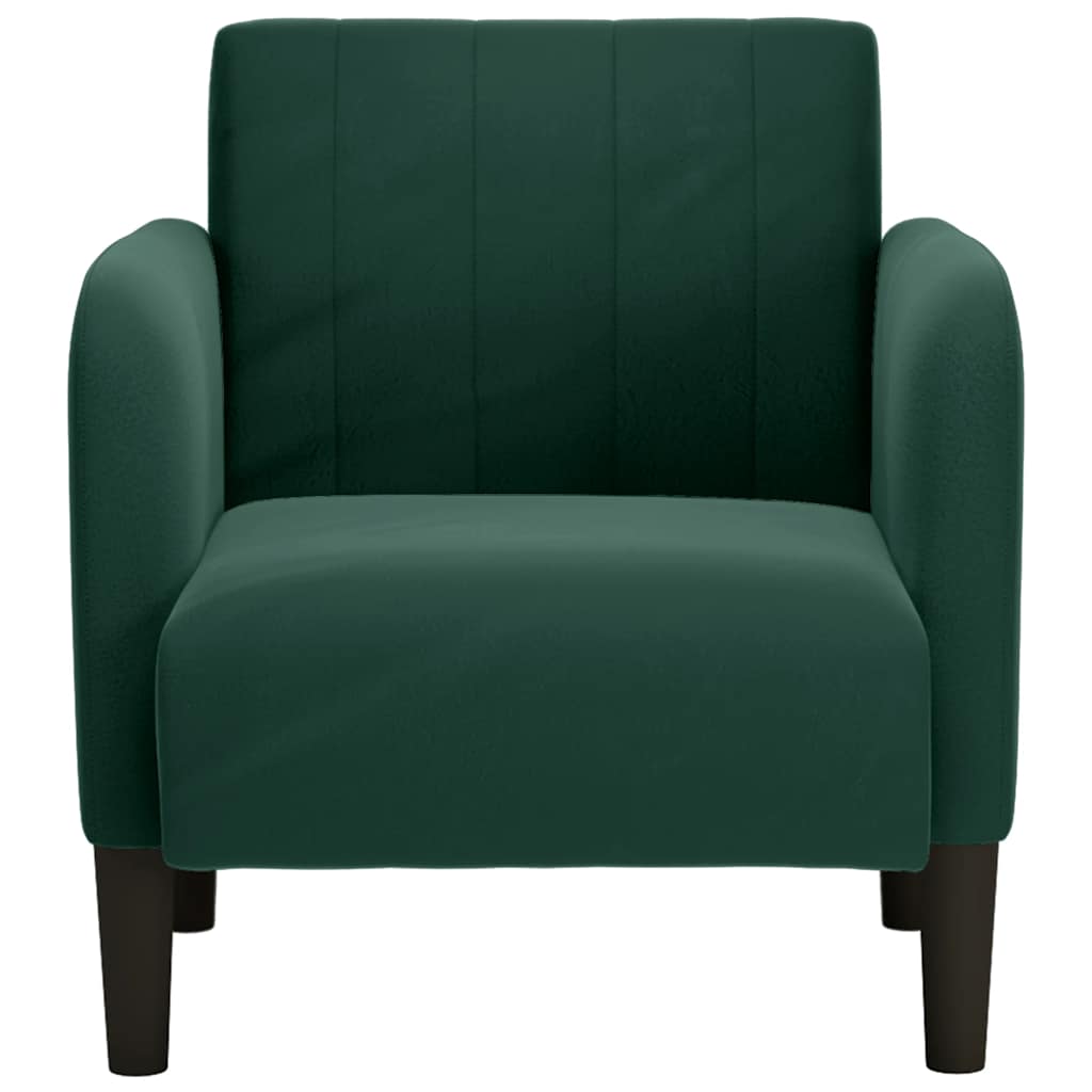 Sofa s naslonima za ruke tamnozelena 54 cm baršunasta