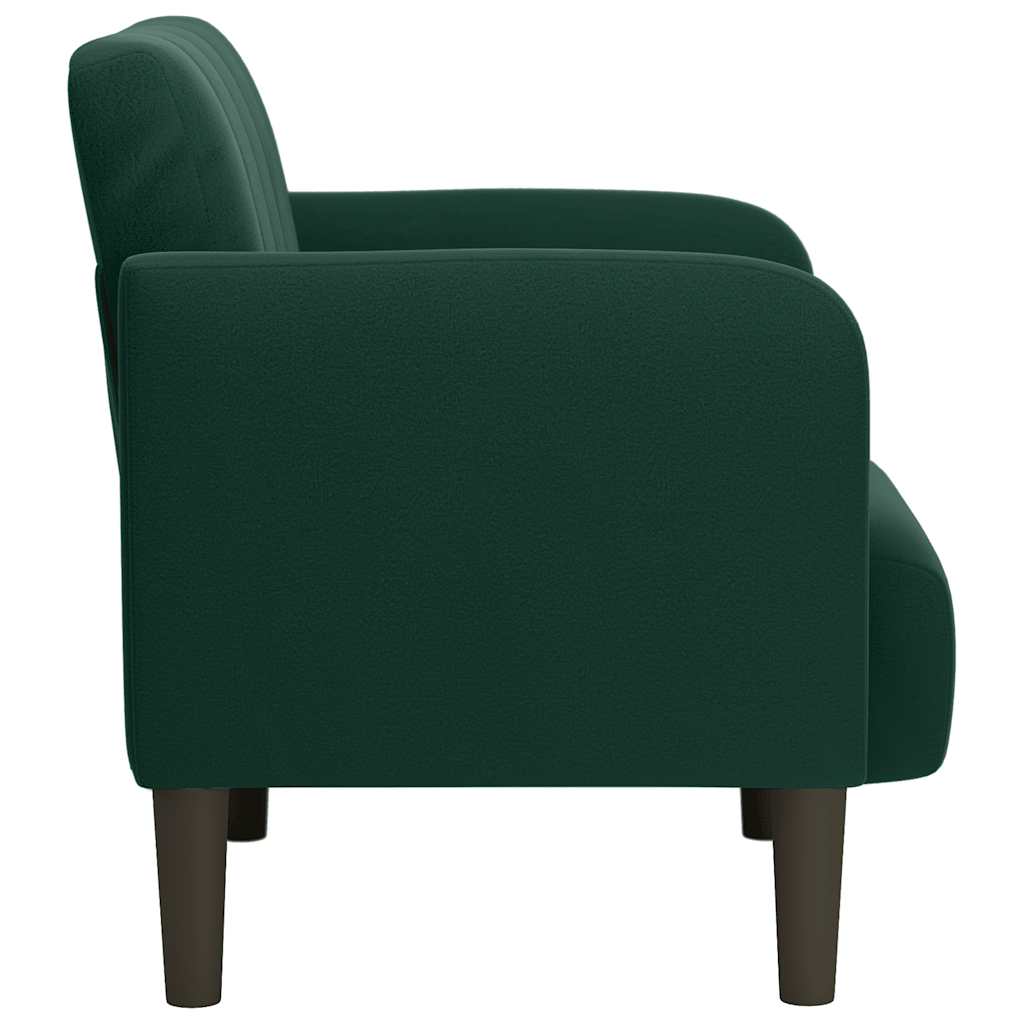 Sofa s naslonima za ruke tamnozelena 54 cm baršunasta