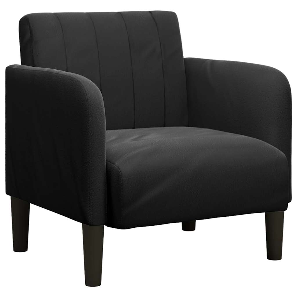 Sofa fotelja s naslonima za ruke crna 54 cm baršunasta