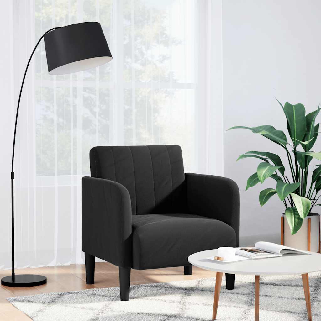 Sofa fotelja s naslonima za ruke crna 54 cm baršunasta