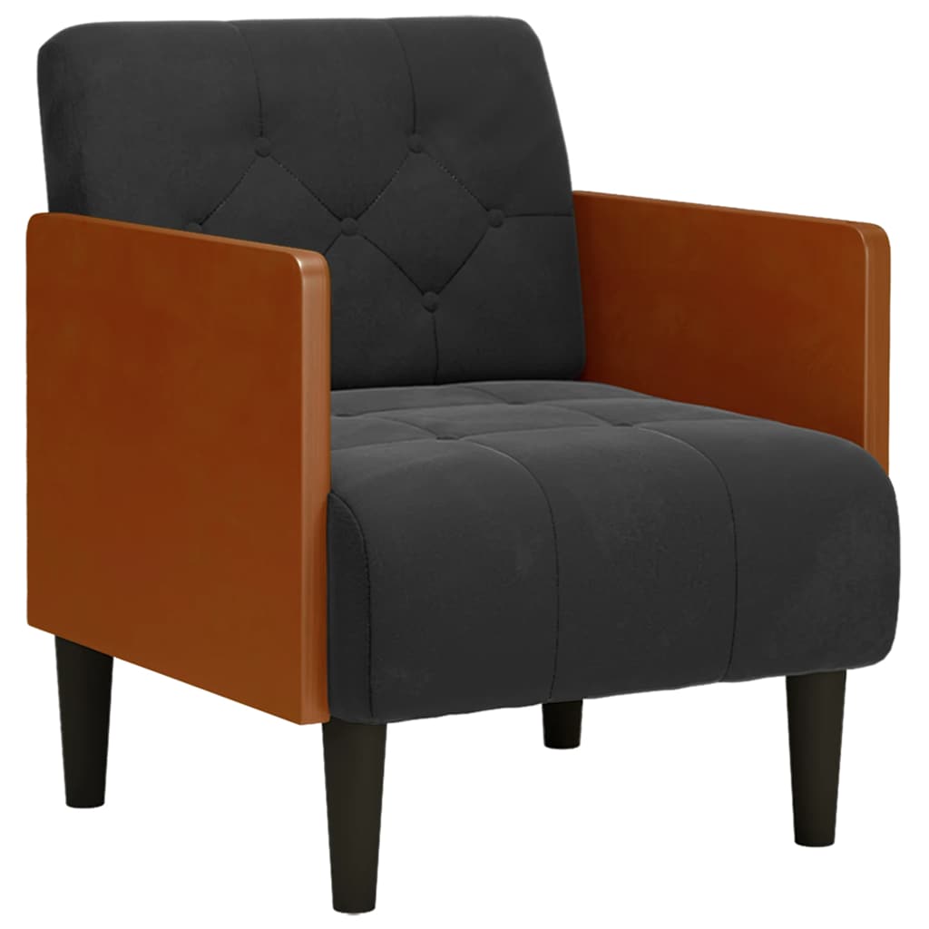 Sofa fotelja s naslonima za ruke crna 55 cm baršunasta