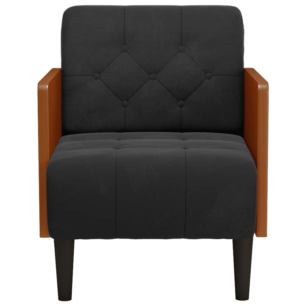 Sofa fotelja s naslonima za ruke crna 55 cm baršunasta