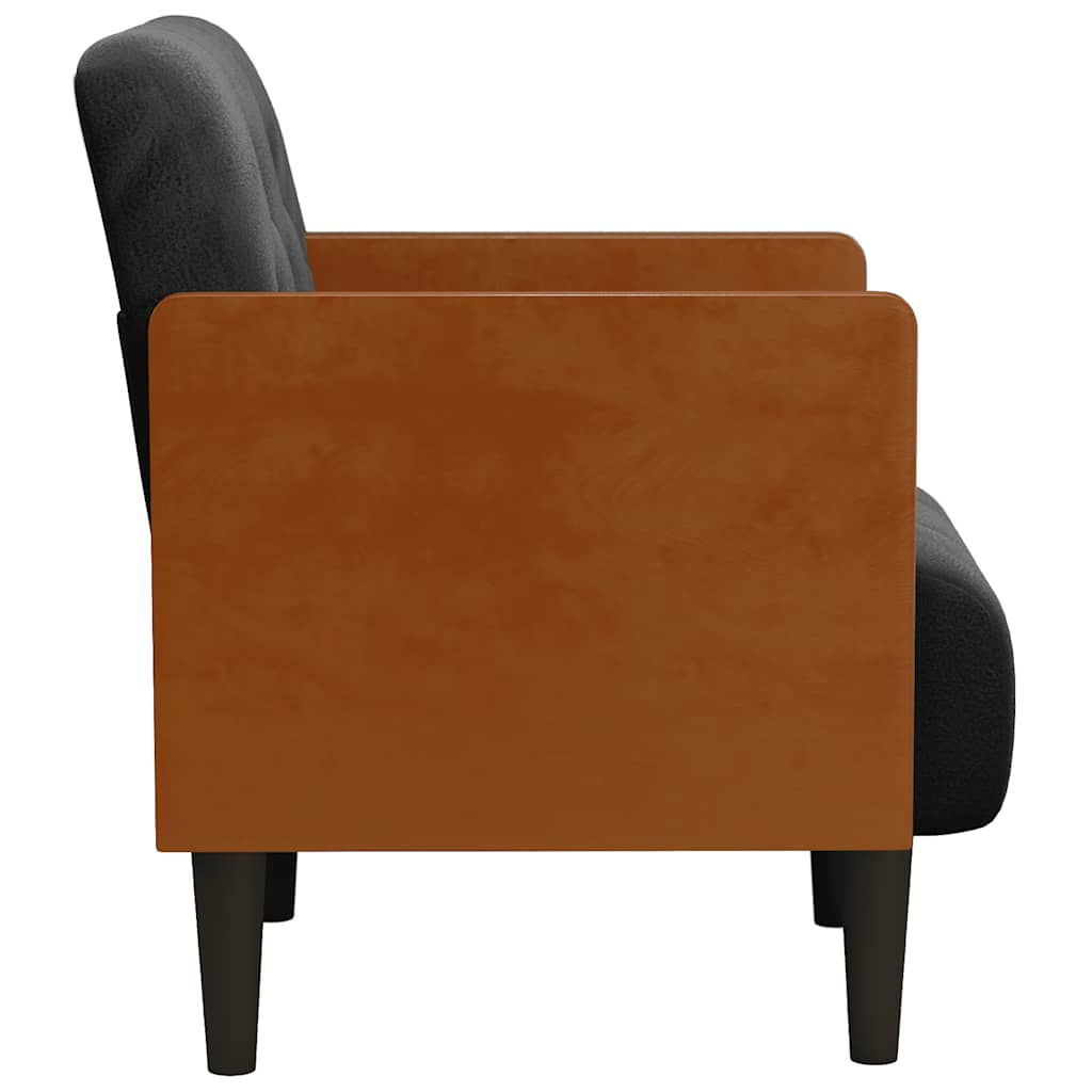 Sofa fotelja s naslonima za ruke crna 55 cm baršunasta