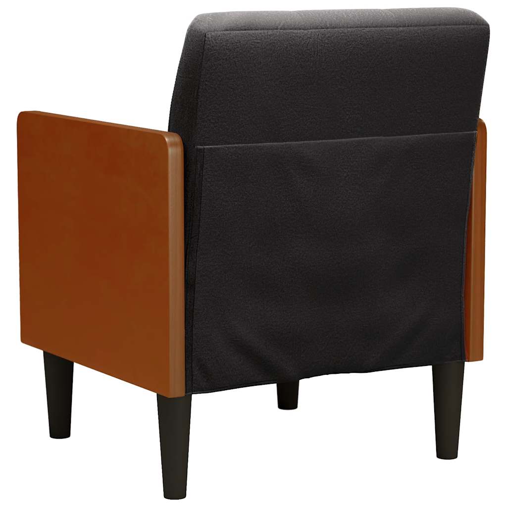 Sofa fotelja s naslonima za ruke crna 55 cm baršunasta