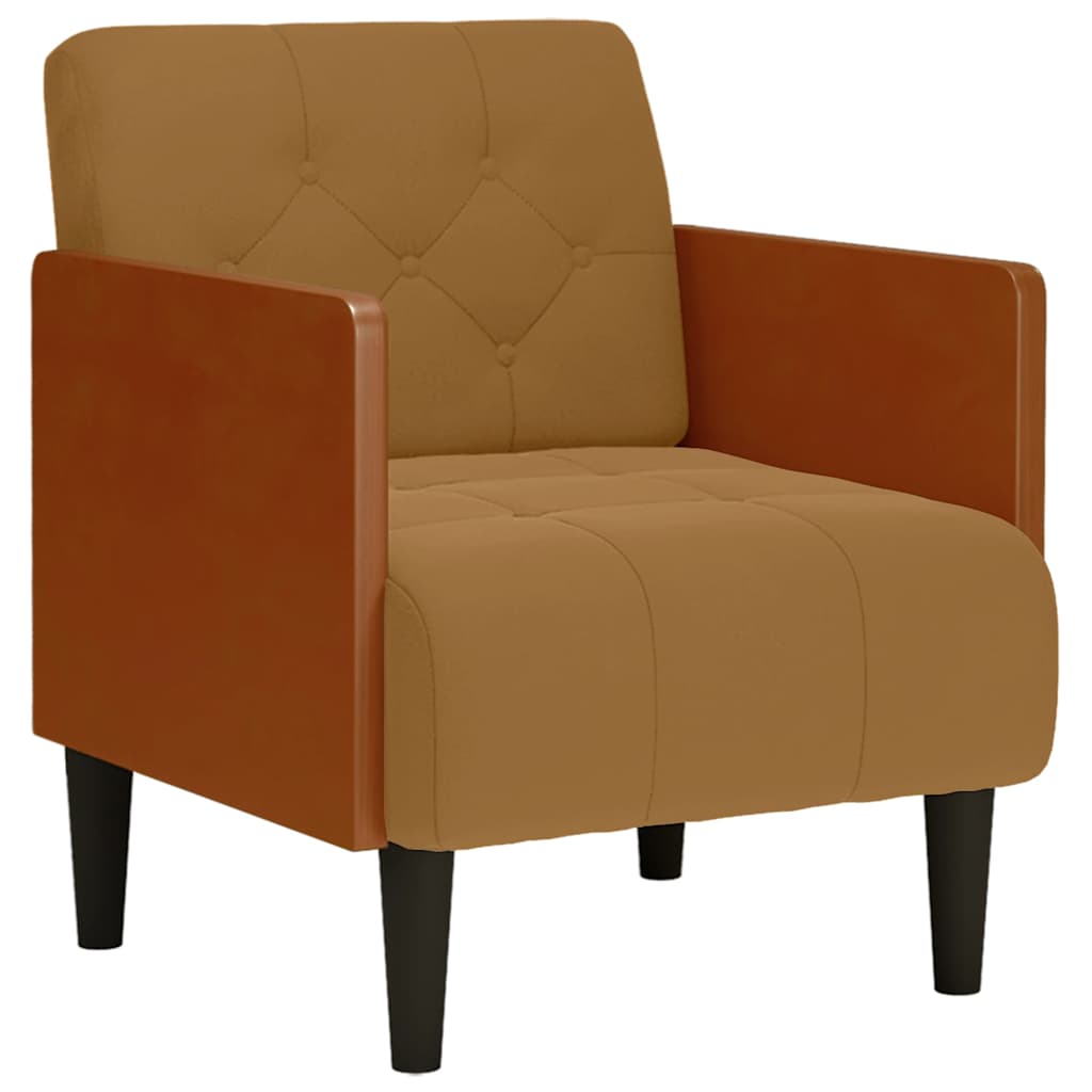 Sofa fotelja s naslonima za ruke smeđa 55 cm baršunasta