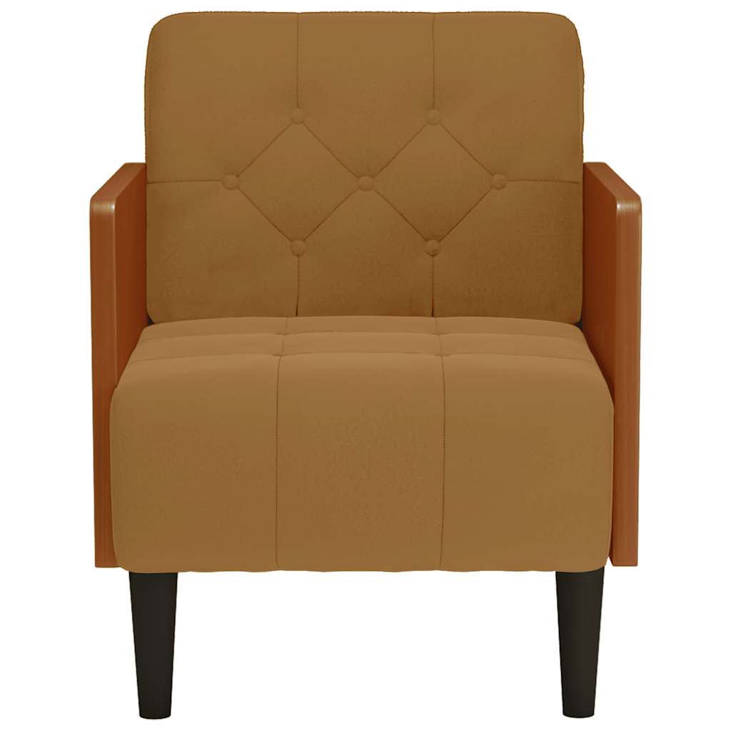 Sofa fotelja s naslonima za ruke smeđa 55 cm baršunasta