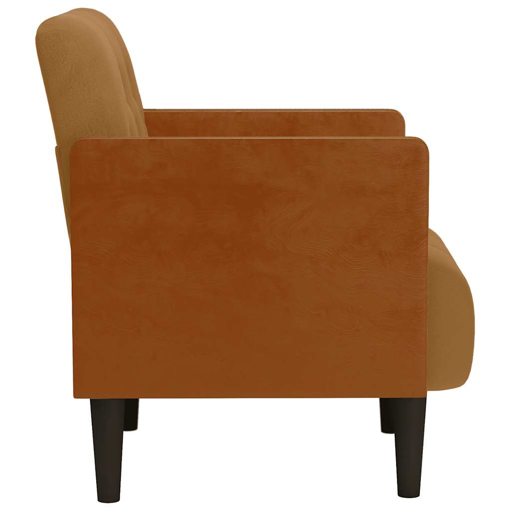 Sofa fotelja s naslonima za ruke smeđa 55 cm baršunasta
