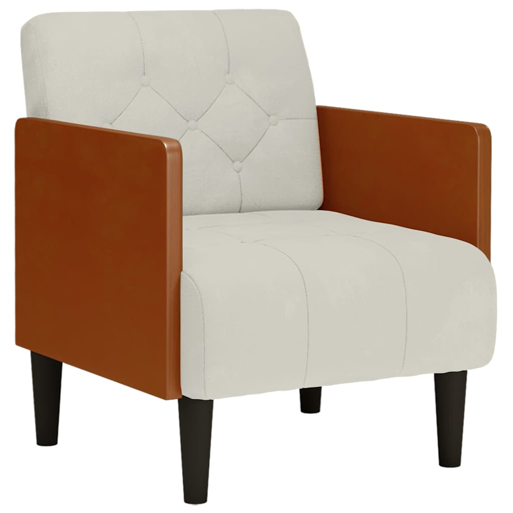 Sofa fotelja s naslonima za ruke krem boje 55 cm baršunasta