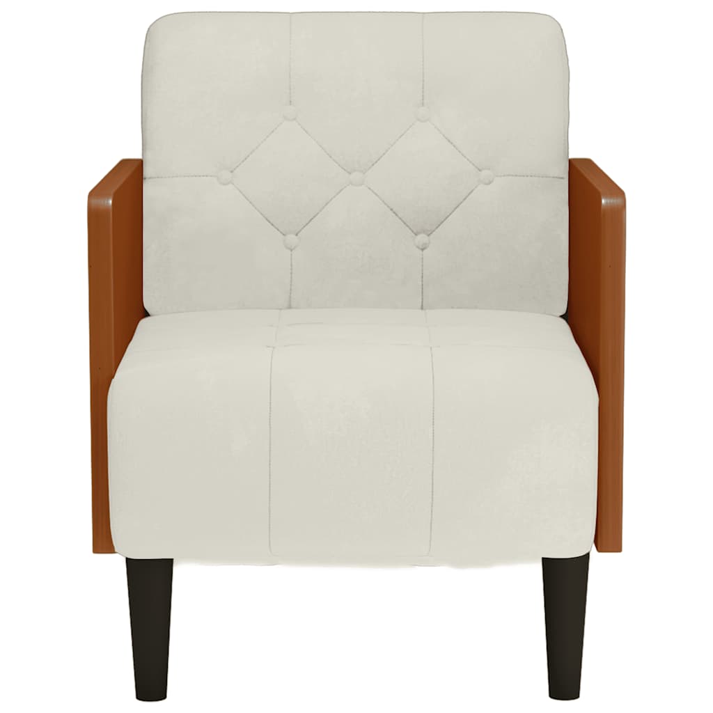 Sofa fotelja s naslonima za ruke krem boje 55 cm baršunasta