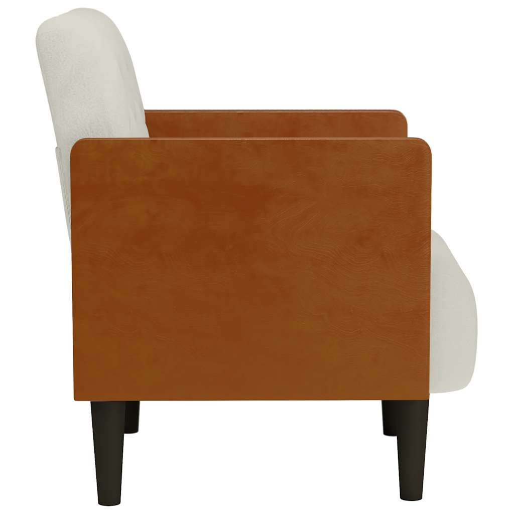 Sofa fotelja s naslonima za ruke krem boje 55 cm baršunasta