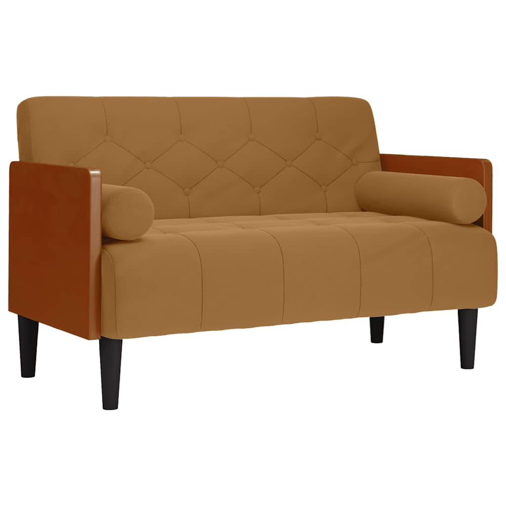 Dvosjed s jastucima, smeđi, 110 cm, baršun