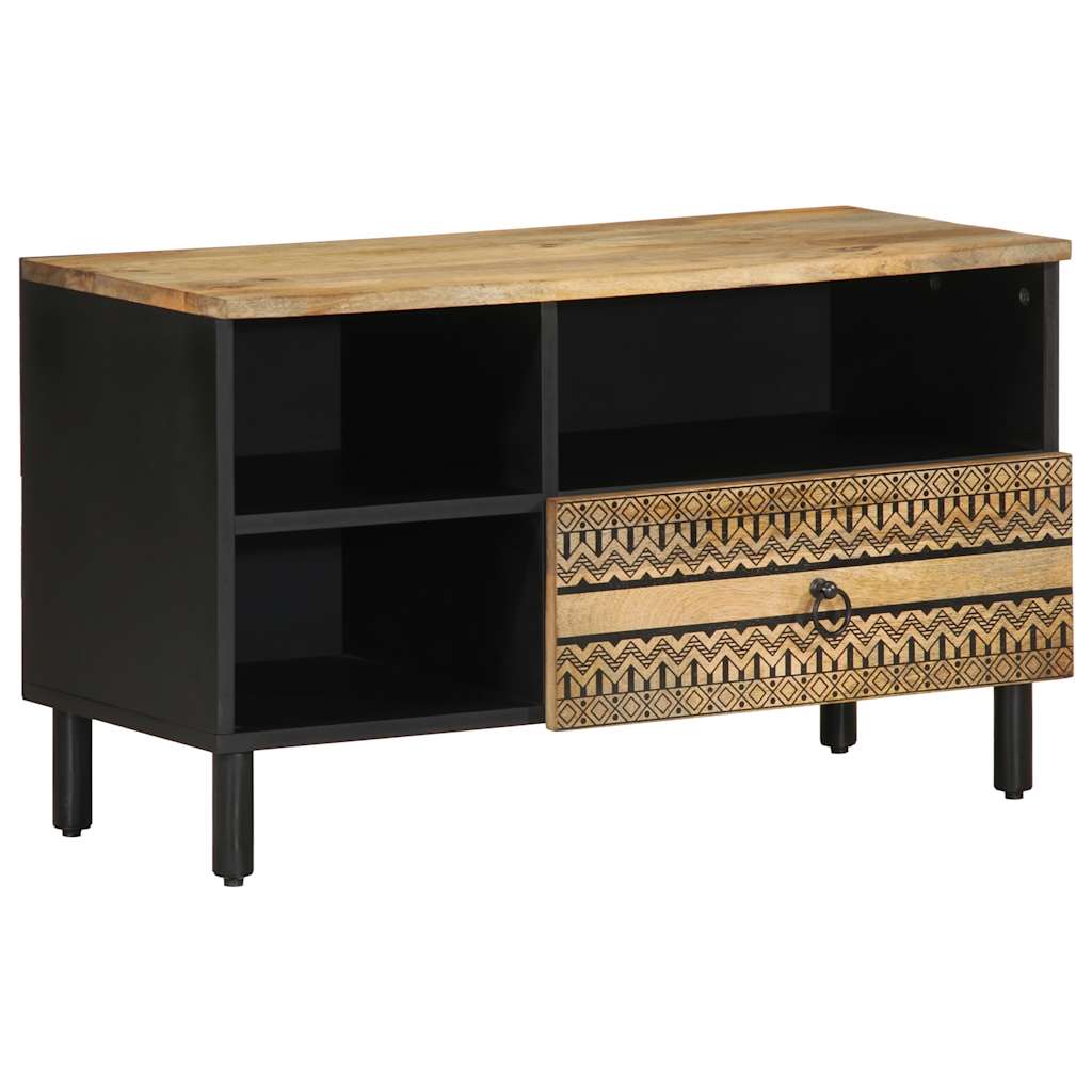 TV ormarić crni 80x33,5x46 cm Puno grubo drvo Mango