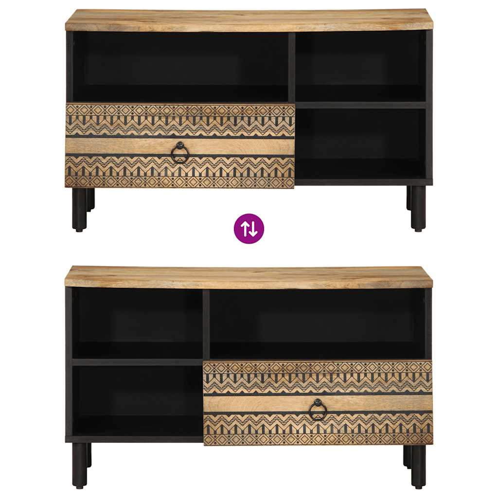 TV ormarić crni 80x33,5x46 cm Puno grubo drvo Mango