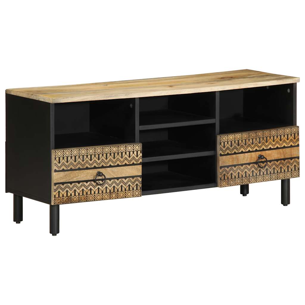 TV ormarić crni 100x33,5x46 cm Puno grubo drvo Mango