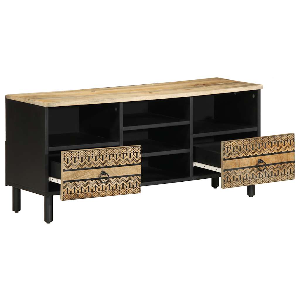 TV ormarić crni 100x33,5x46 cm Puno grubo drvo Mango