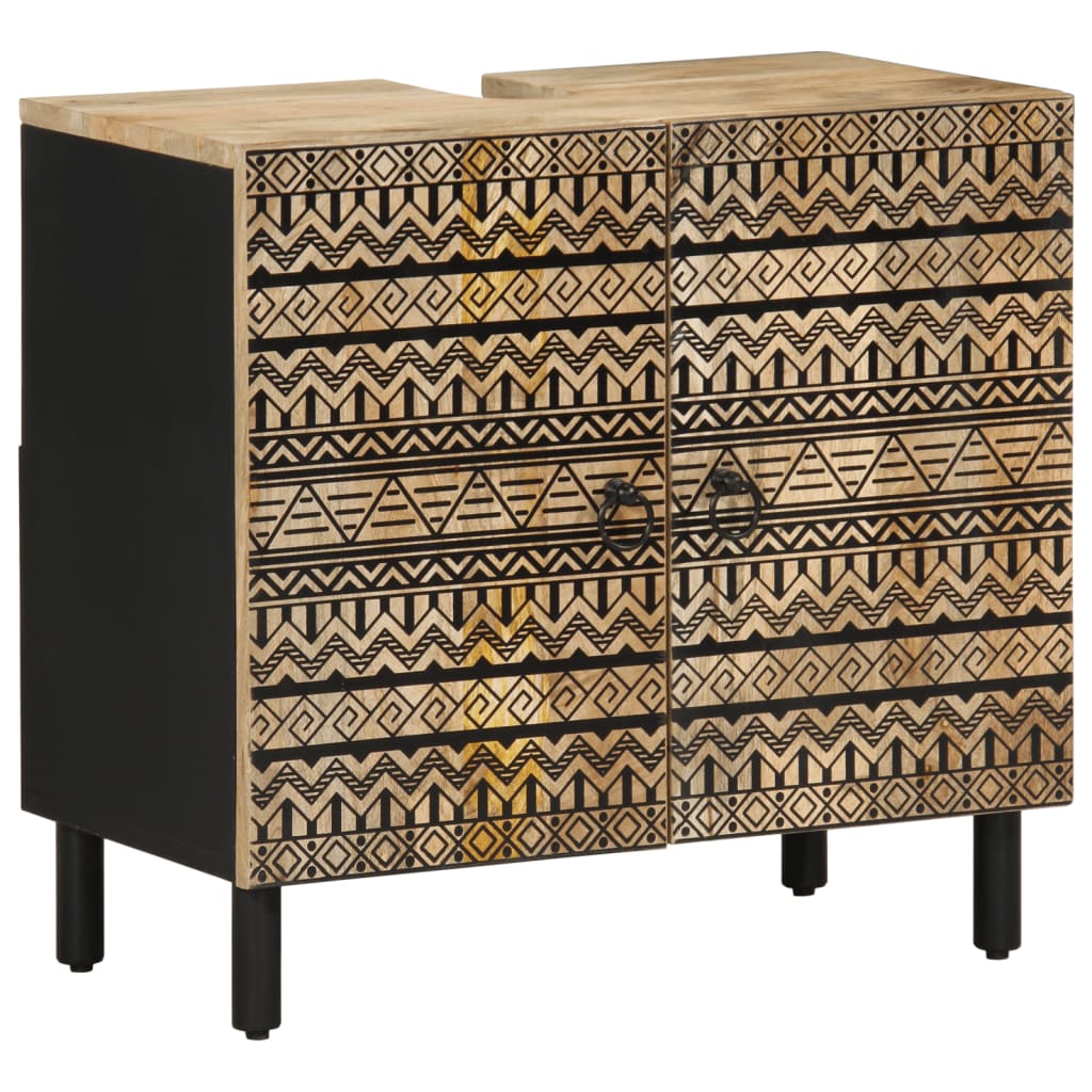 Kupaonski ormarić za umivaonik crni 62x33x58 cm od drva manga