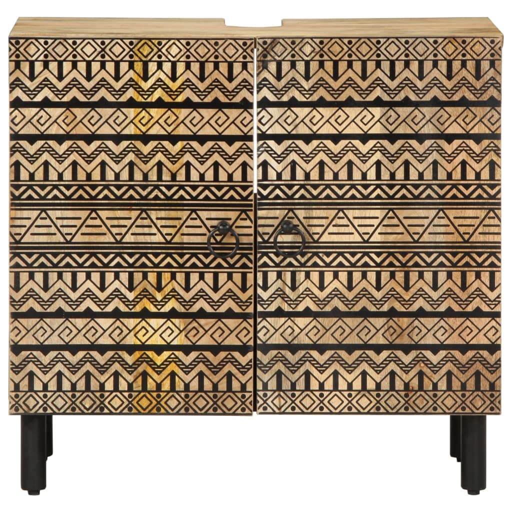 Kupaonski ormarić za umivaonik crni 62x33x58 cm od drva manga