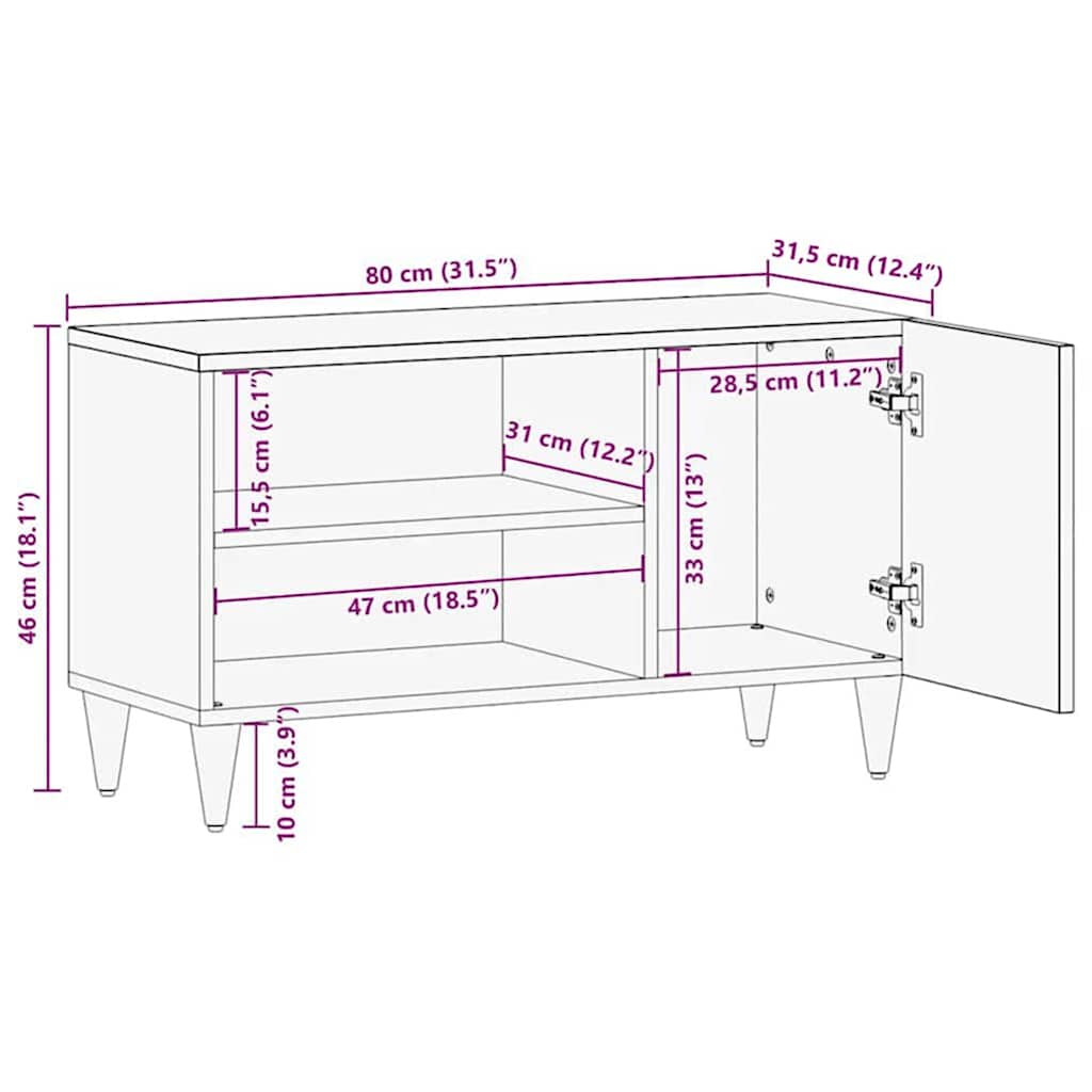 TV ormarić 80x31,5x46 cm od masivnog drva manga