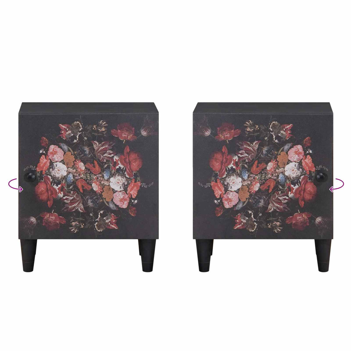 Ormarić s vratima 2 pcs Crna 40 x 33 x 46 cm Čvrsto drvo manga