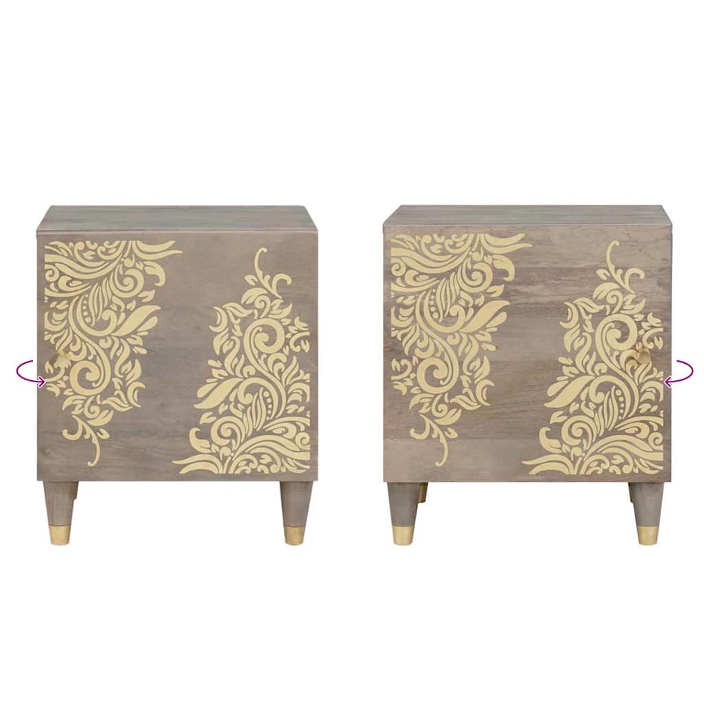 Ormarić s vratima 2 pcs Siva 40 x 33 x 46 cm Čvrsto drvo manga