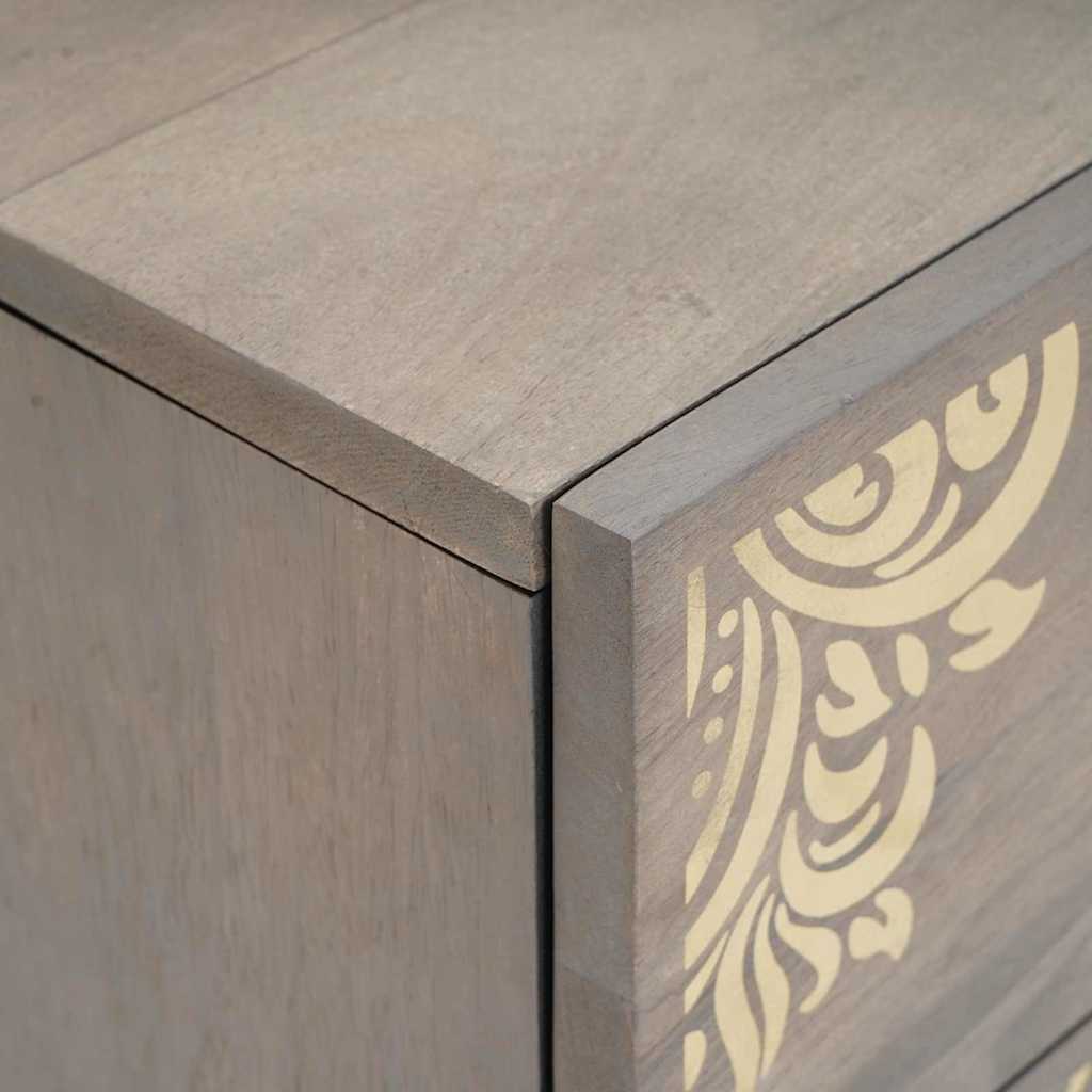 Noćni ormar 2 pcs Siva 40 x 33 x 46 cm Čvrsto drvo manga