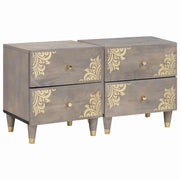 Noćni ormar 2 pcs Siva 40 x 33 x 46 cm Čvrsto drvo manga