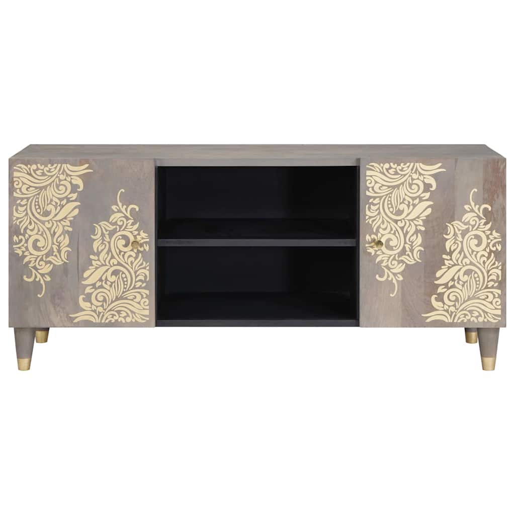 TV ormar s policom Siva 105 x 33 x 46 cm Čvrsto drvo manga