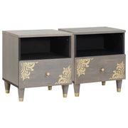 Noćni ormar 2 pcs Siva 40 x 33 x 46 cm Čvrsto drvo manga