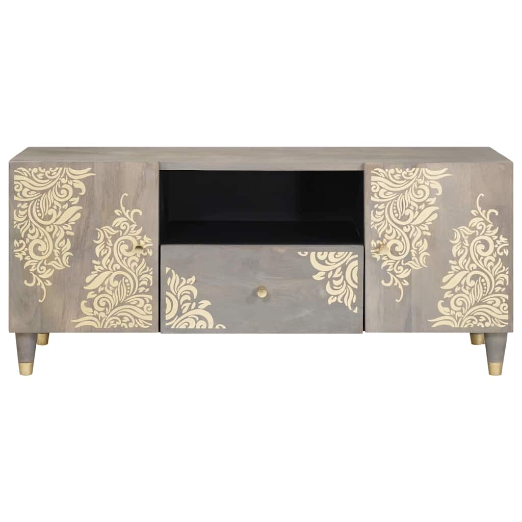 TV ormar s ladicama Siva 105 x 33 x 46 cm Čvrsto drvo manga