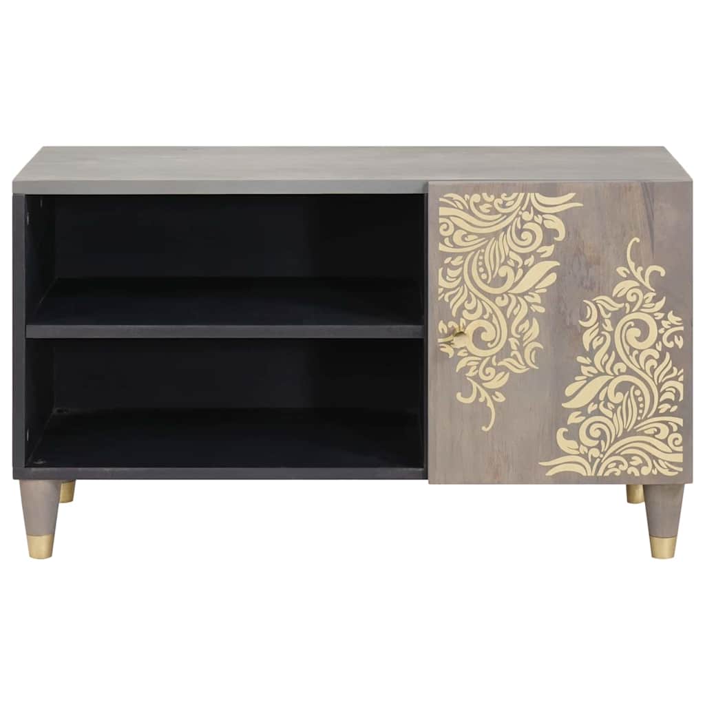 TV ormar s policom Siva 80 x 33 x 46 cm Čvrsto drvo manga