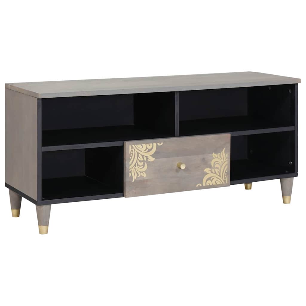 TV ormar s ladicama Siva 100 x 33 x 46 cm Čvrsto drvo manga