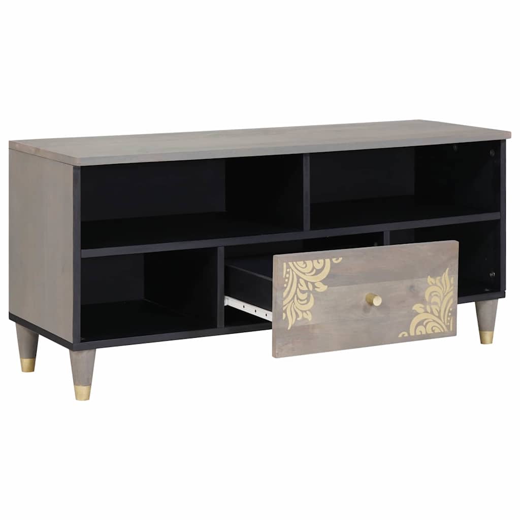 TV ormar s ladicama Siva 100 x 33 x 46 cm Čvrsto drvo manga
