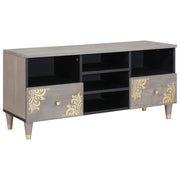 TV ormar s ladicama Siva 100 x 33 x 46 cm Čvrsto drvo manga
