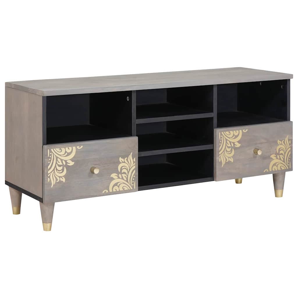 TV ormar s ladicama Siva 100 x 33 x 46 cm Čvrsto drvo manga