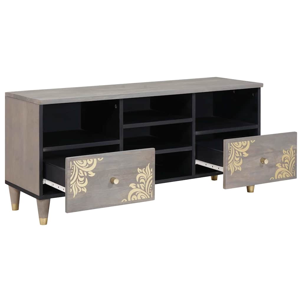 TV ormar s ladicama Siva 100 x 33 x 46 cm Čvrsto drvo manga