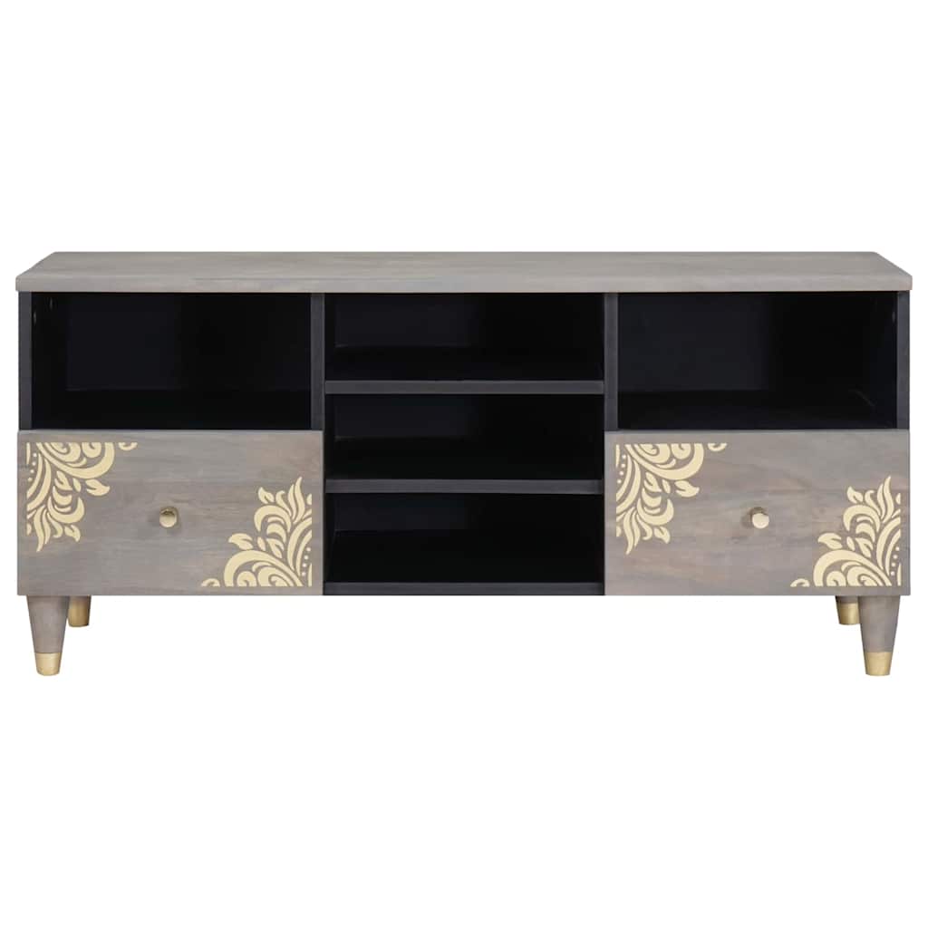 TV ormar s ladicama Siva 100 x 33 x 46 cm Čvrsto drvo manga