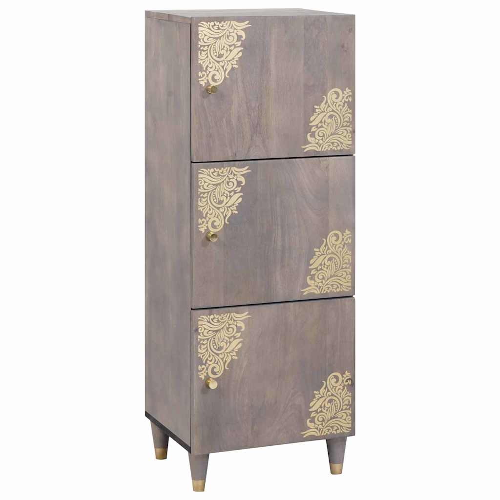 Highboard Siva i zlatna 40 x 33 x 110 cm Čvrsto drvo manga