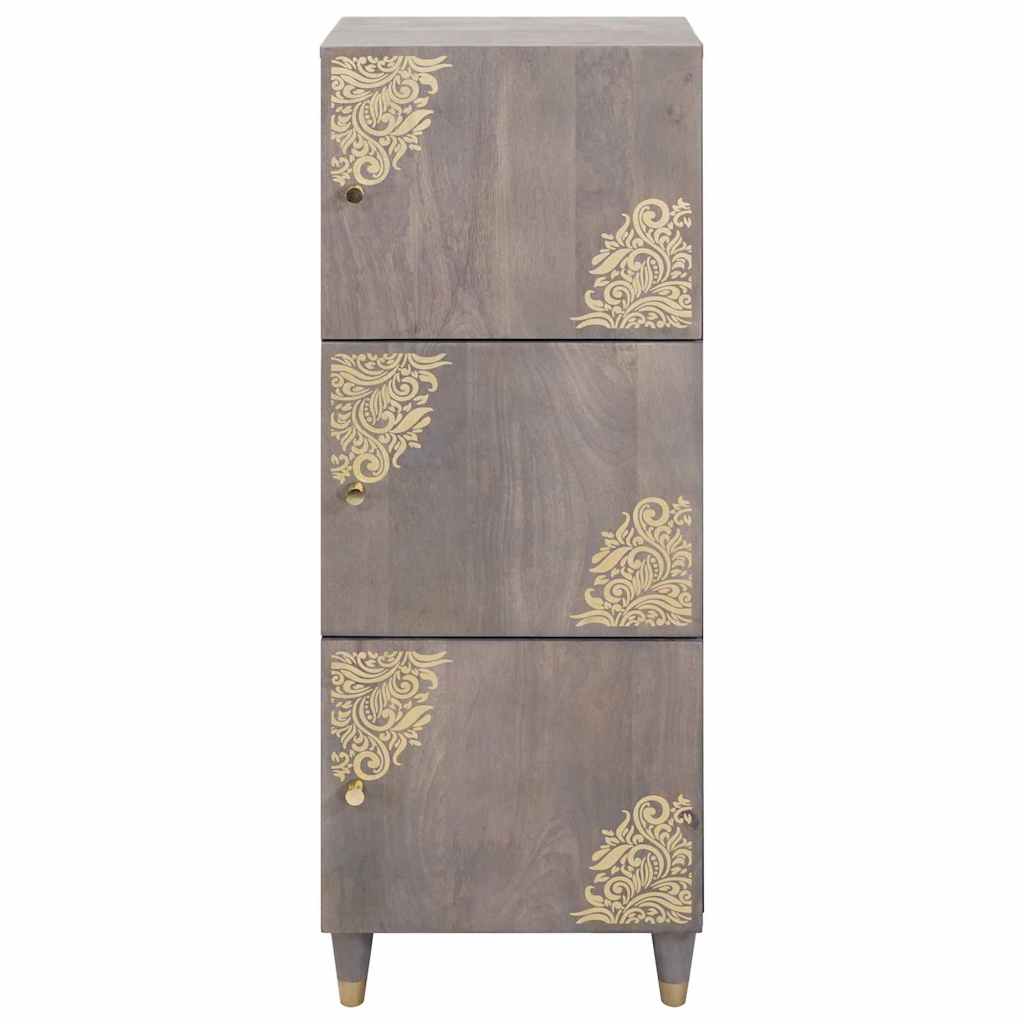 Highboard Siva i zlatna 40 x 33 x 110 cm Čvrsto drvo manga
