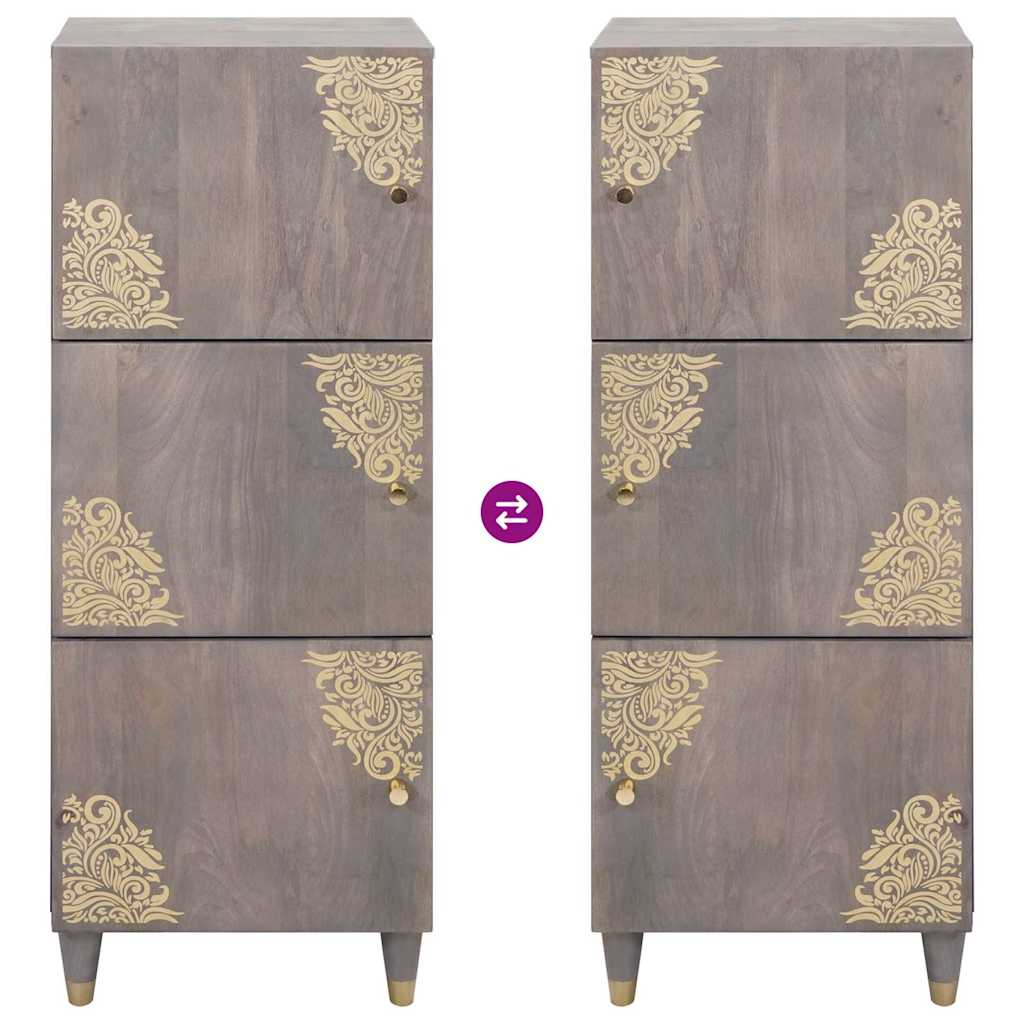 Highboard Siva i zlatna 40 x 33 x 110 cm Čvrsto drvo manga