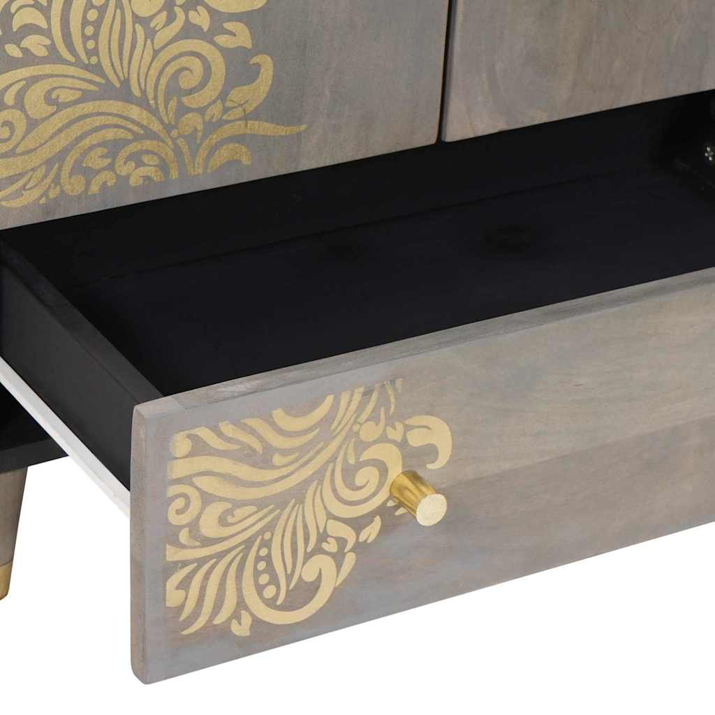 Highboard Siva i zlatna 60 x 33 x 100 cm Čvrsto drvo manga