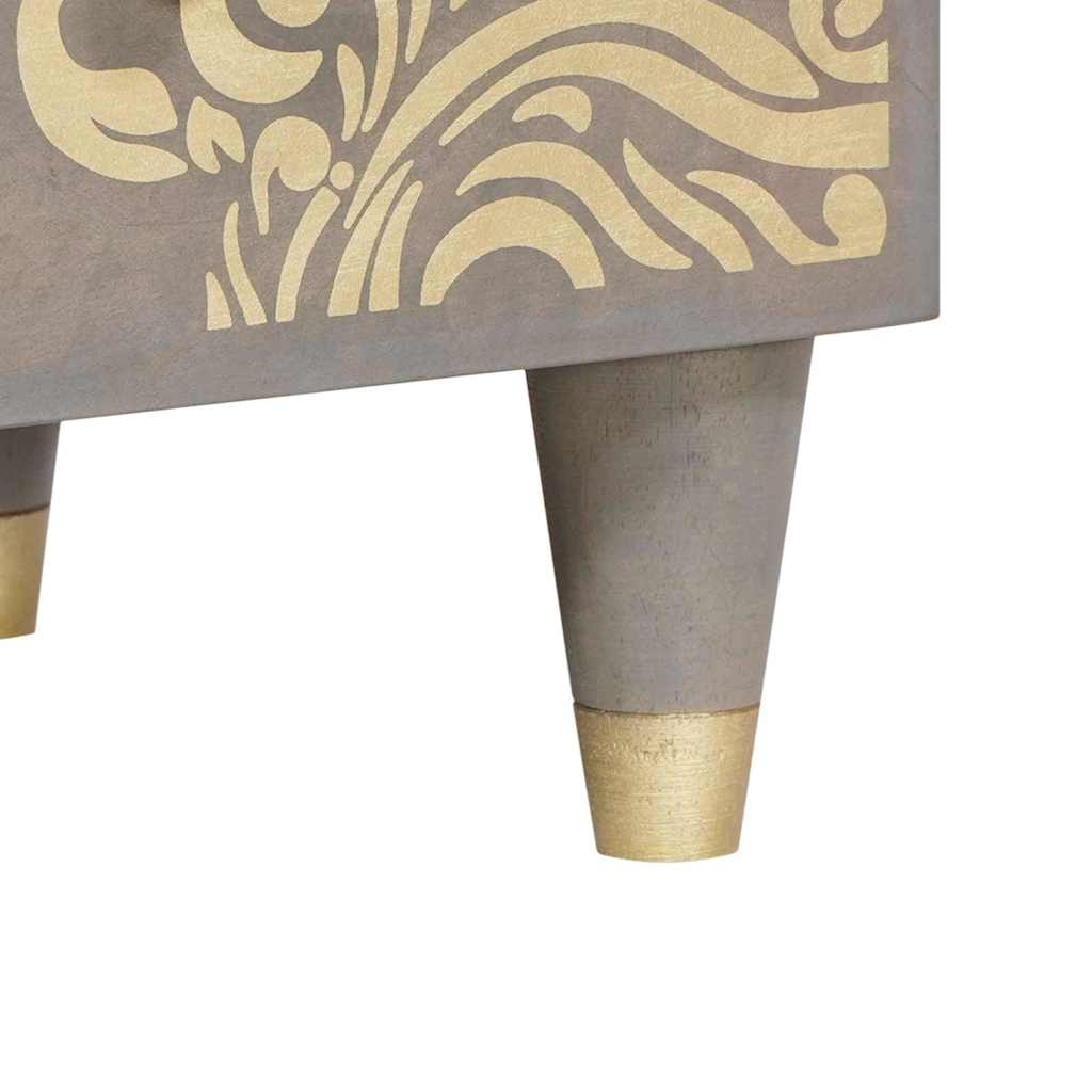 Highboard Siva i zlatna 60 x 33 x 100 cm Čvrsto drvo manga