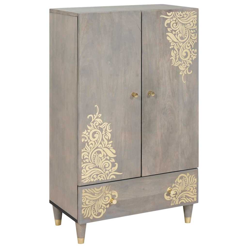 Highboard Siva i zlatna 60 x 33 x 100 cm Čvrsto drvo manga