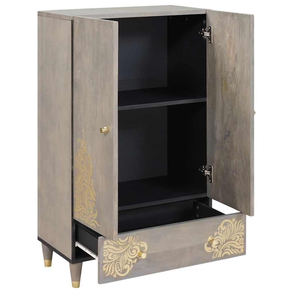 Highboard Siva i zlatna 60 x 33 x 100 cm Čvrsto drvo manga