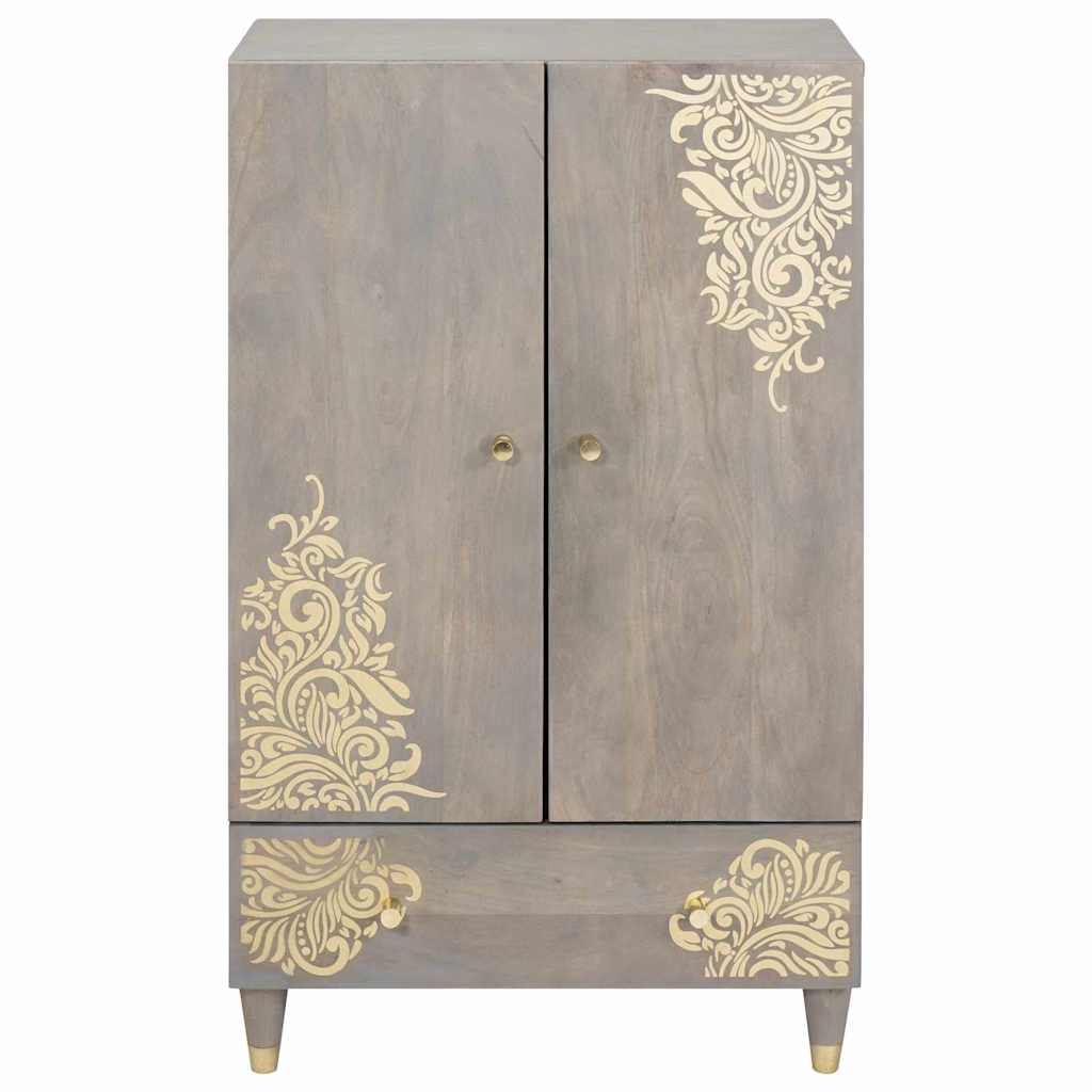 Highboard Siva i zlatna 60 x 33 x 100 cm Čvrsto drvo manga