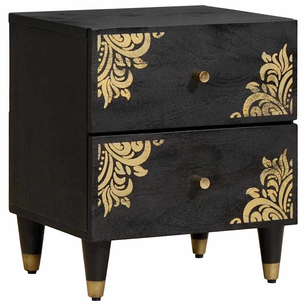 Noćni ormar 2 pcs Crna 40 x 33 x 46 cm Čvrsto drvo manga