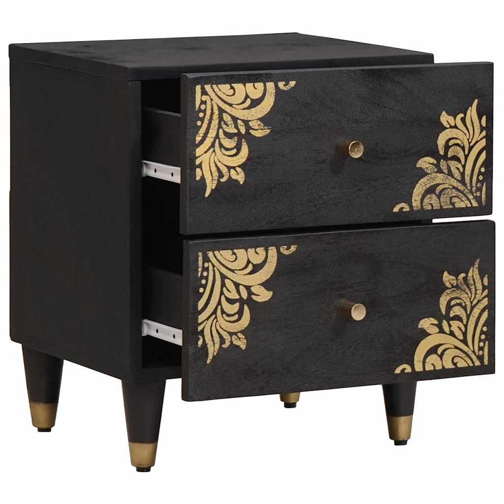 Noćni ormar 2 pcs Crna 40 x 33 x 46 cm Čvrsto drvo manga
