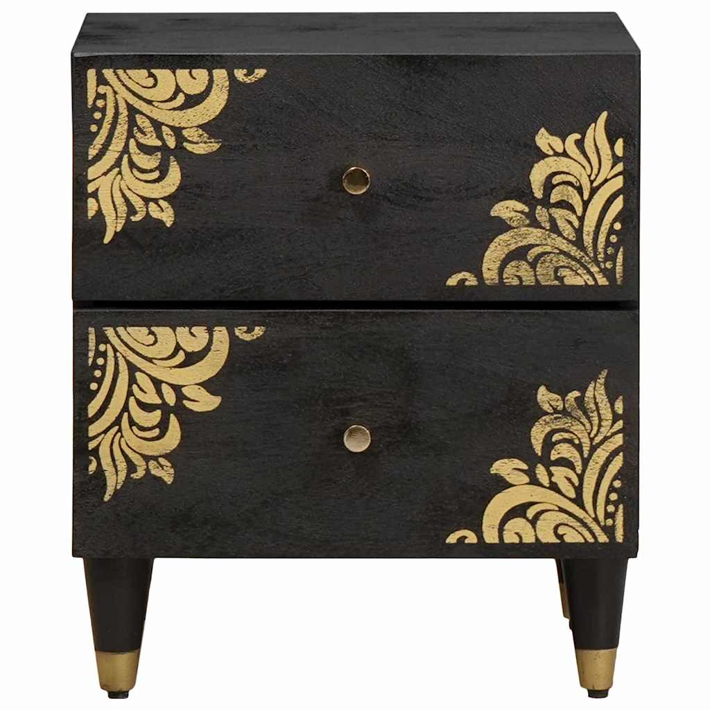 Noćni ormar 2 pcs Crna 40 x 33 x 46 cm Čvrsto drvo manga